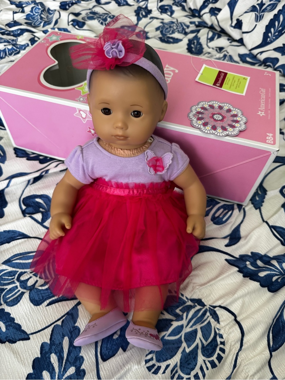 American Girl bitty baby Inspired Pink & Purple Baby Doll with Tulle Dress